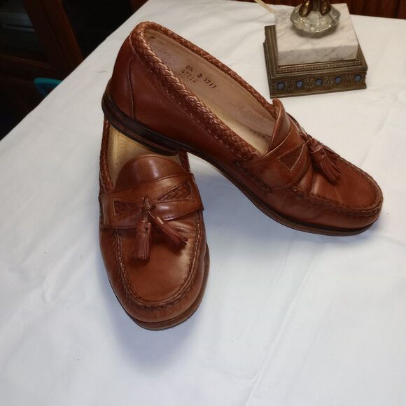 Allen Edmonds Maxfield Brown Tassel Loafers Woven Leather 8.5 D Made In USA 1713 - Picture 1 of 11